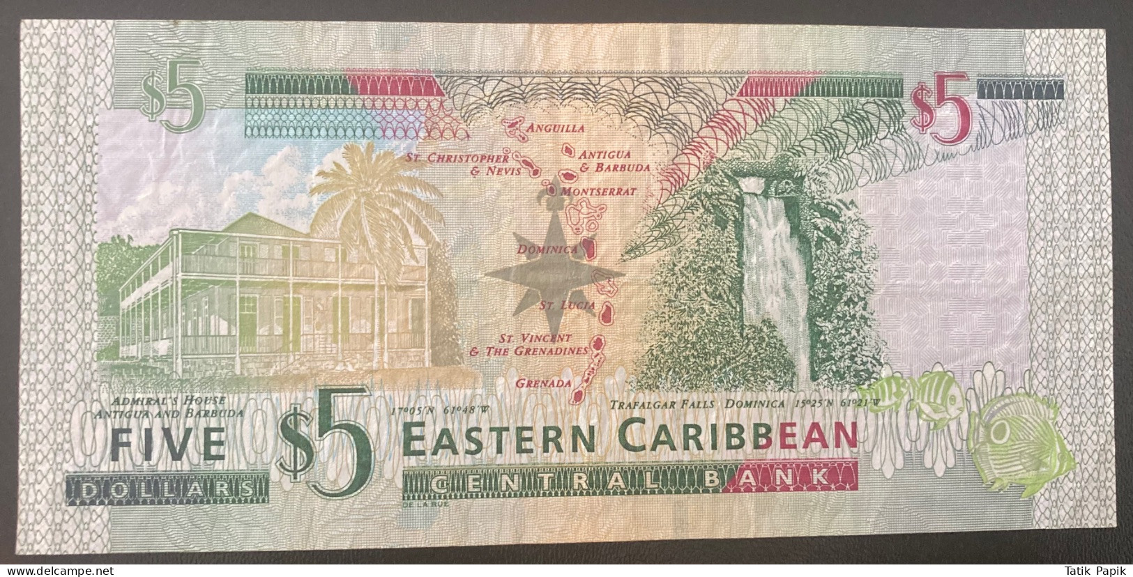 5 Dollars Eastern Caribbean Billet, Etats Des Caraibes Orientales, 5 Dollars, Undated - East Carribeans