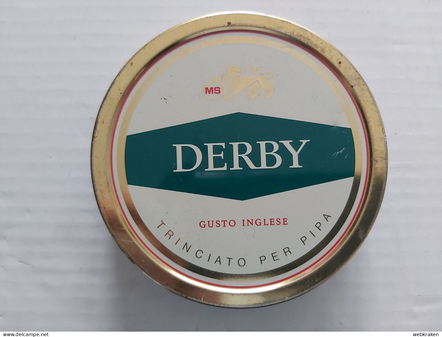 SCATOLA DI LATTA VUOTA TABACCO DA FUMO TIN BOX TABACS SIGARETTE TRINCIATO INGLESE PER PIPA MARCA DERBY MS - Boites à Tabac Vides