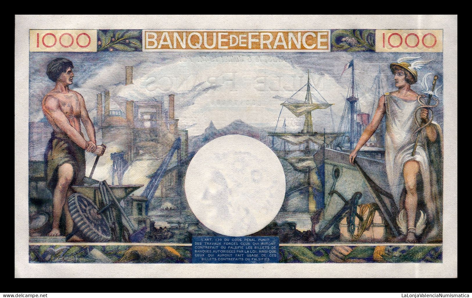 Francia France 1000 Francs 06.07.1944 Pick 96c Sc Unc-a - 1 000 F 1940-1944 ''Commerce Et Industrie''