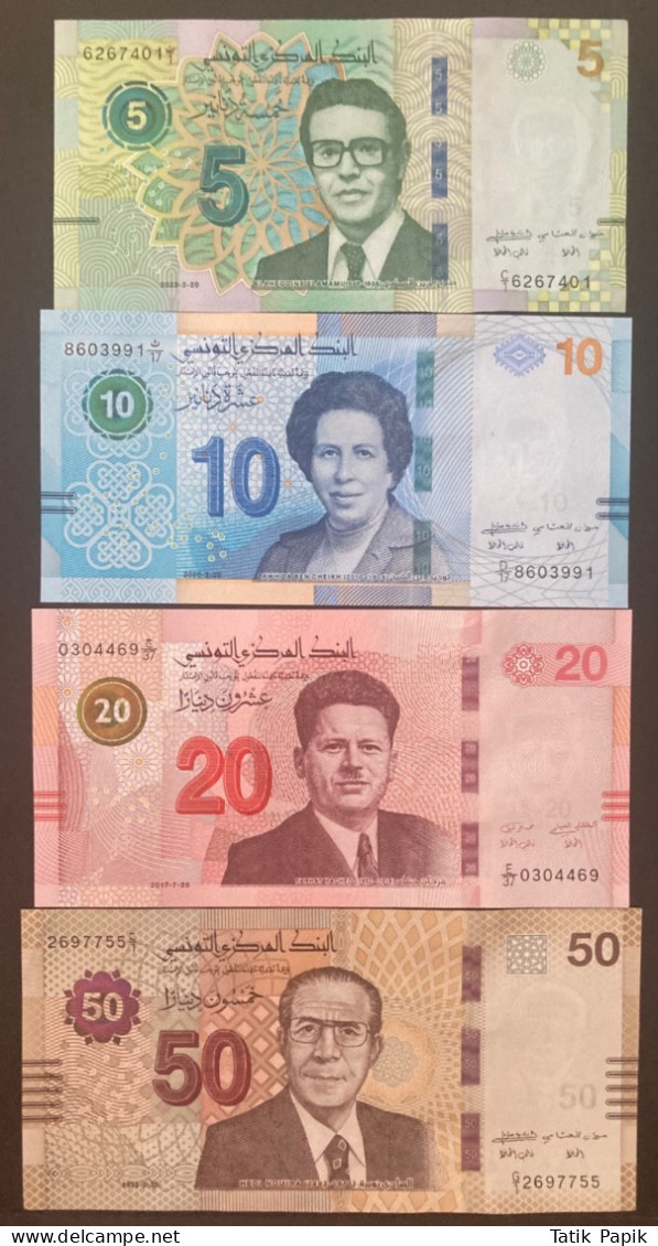 Tunisie Tunisia 5 10 20 50 Dinars Complete Set UNC - Tunisie