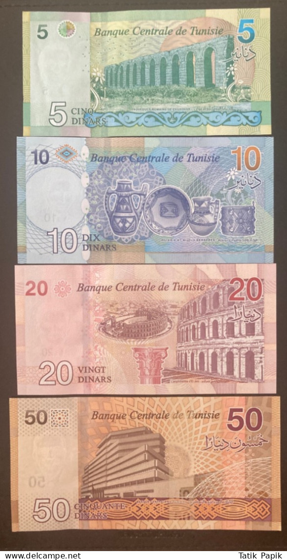 Tunisie Tunisia 5 10 20 50 Dinars Complete Set UNC - Tunisie