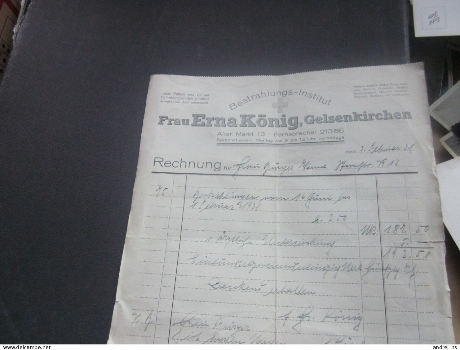 Bestrahlungs Institut Frau Erna Konig Gelsenkirchen - 1900 – 1949