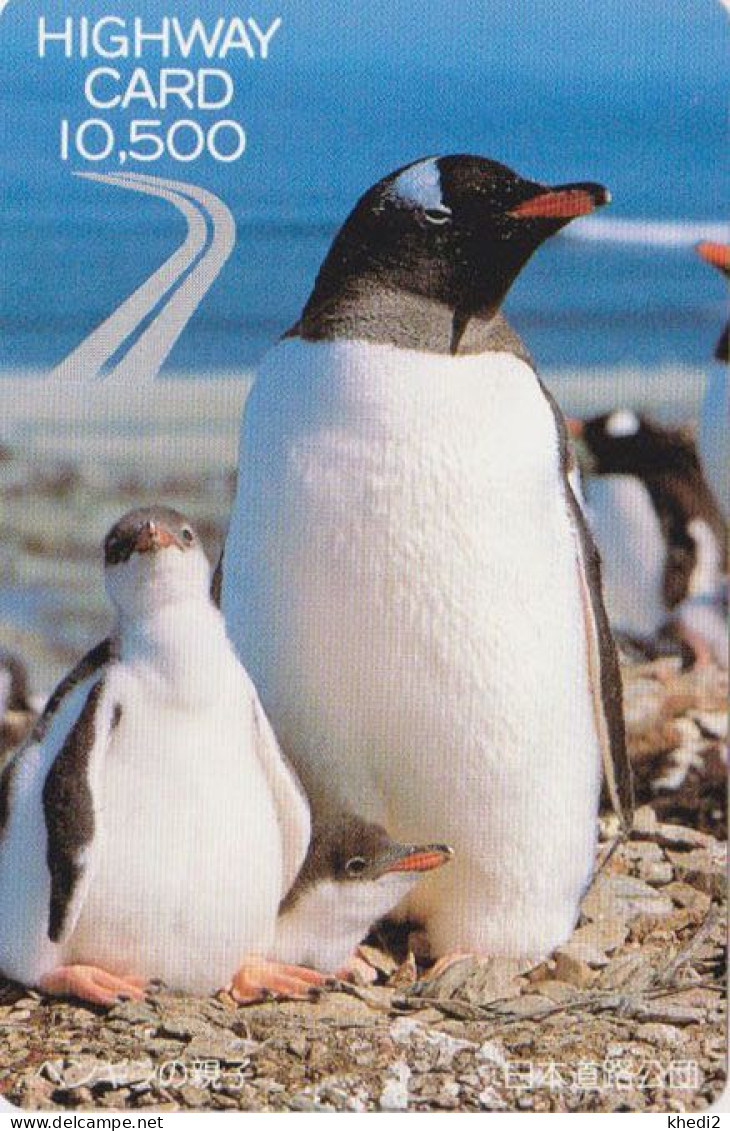 Rare Carte JAPON - ANIMAL  Oiseau MANCHOT PAPOU & Bébé - GENTOO PENGUIN BIRD JAPAN Highway Ticket Card - HW BE 5748 - Pinguins