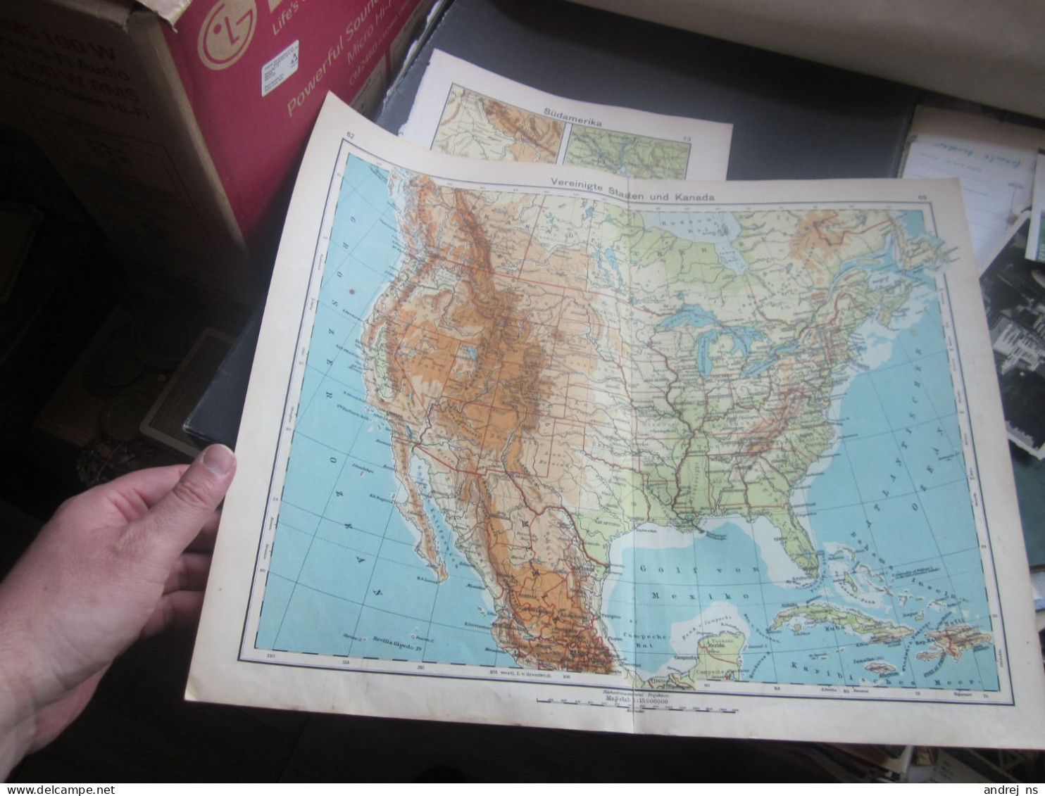 Old Map Vereinigte Staaten Und Kanada 35.5x43.5 Cm - Cartas Náuticas