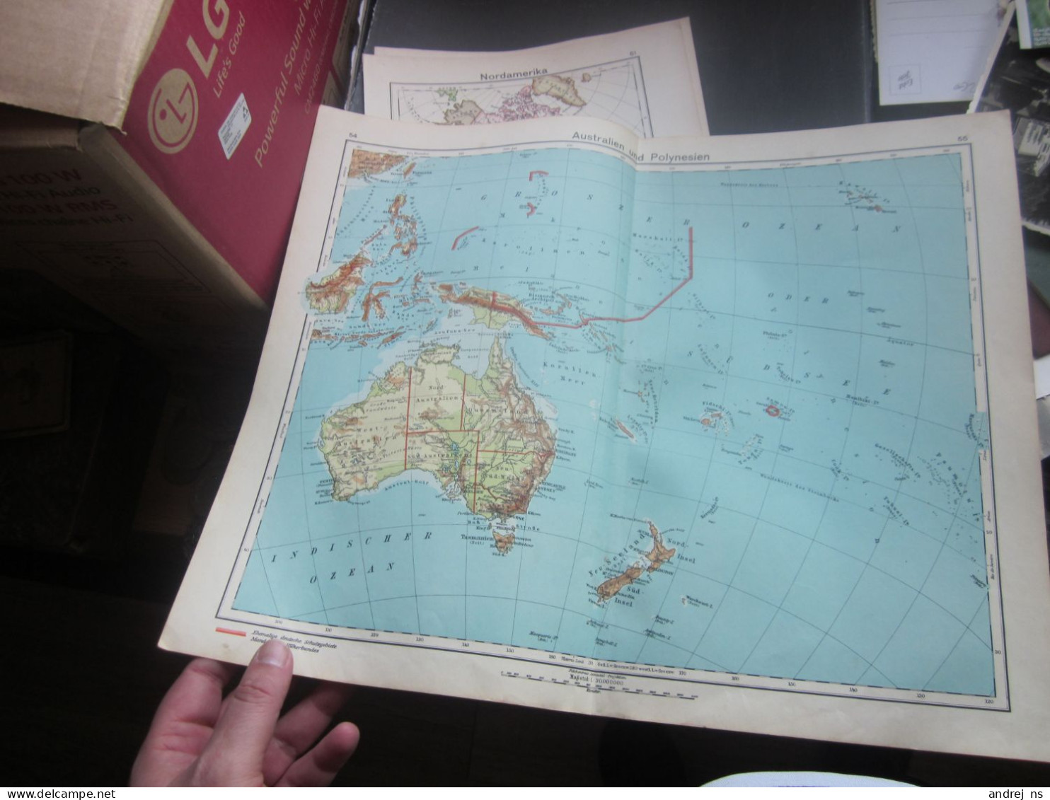 Old Map Australien Und Polynesien 35.5x43.5 Cm - Cartes Marines