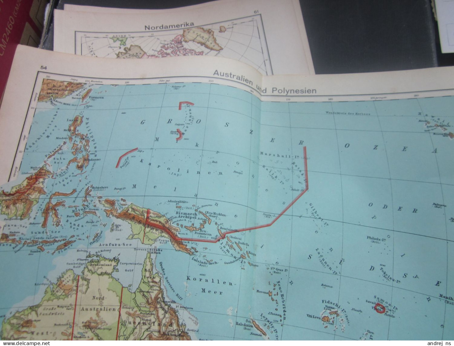 Old Map Australien Und Polynesien 35.5x43.5 Cm - Carte Nautiche