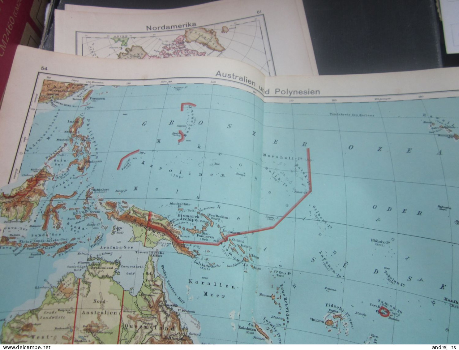 Old Map Australien Und Polynesien 35.5x43.5 Cm - Cartes Marines