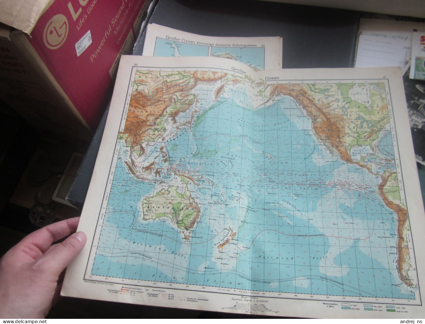Old Map Grose Ozean 35.5x43.5 Cm - Cartas Náuticas
