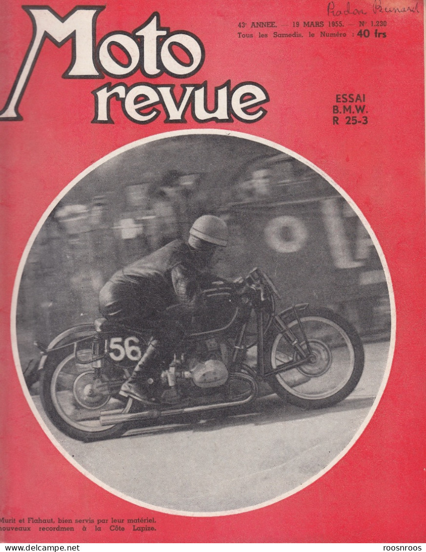 MOTO REVUE N° 1230- 1955 -  ESSAI  BMW R 25-3 - COTE LAPIZE - Motorfietsen