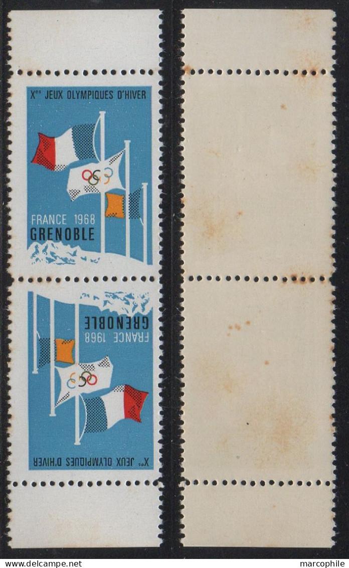 GRENOBLE - 38 - ISERE /  1968 VIGNETTES ILLUSTREES JEUX OLYMPIQUES / TETE BECHE (ref 9039) - Sports