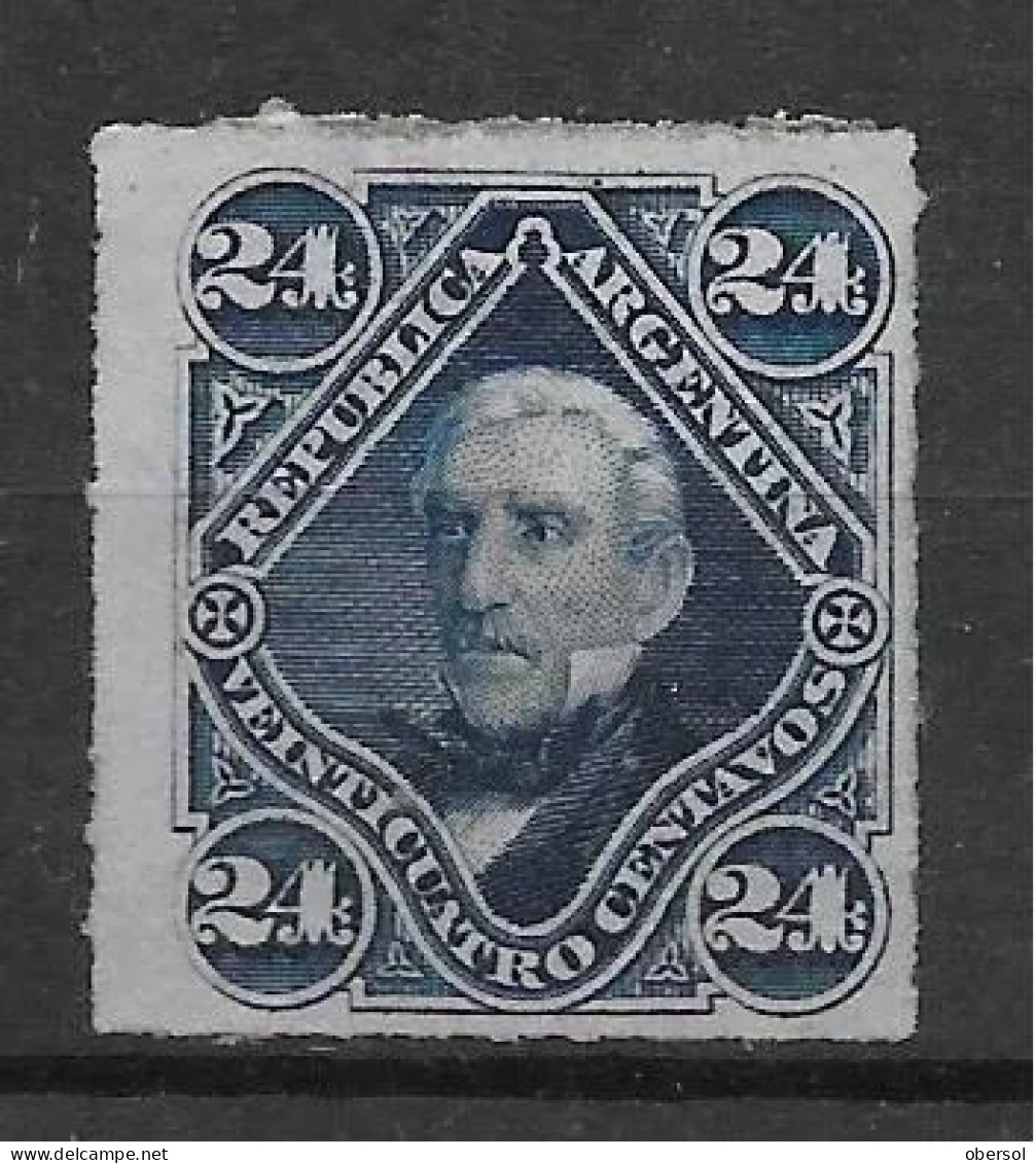 Argentina 1876 Proceres San Martin Perce 24c American Bank Usd 30 * Mint Almost No Gum - Unused Stamps