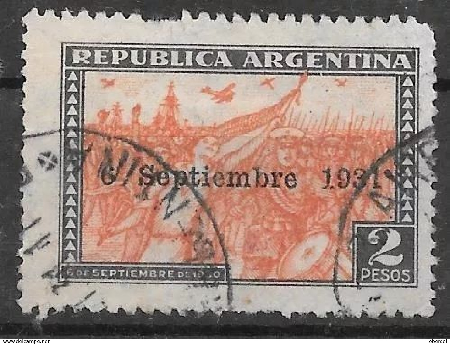 Argentina 1931 Revolution 2$ September Revolution Overprint Used. HCV - Oblitérés