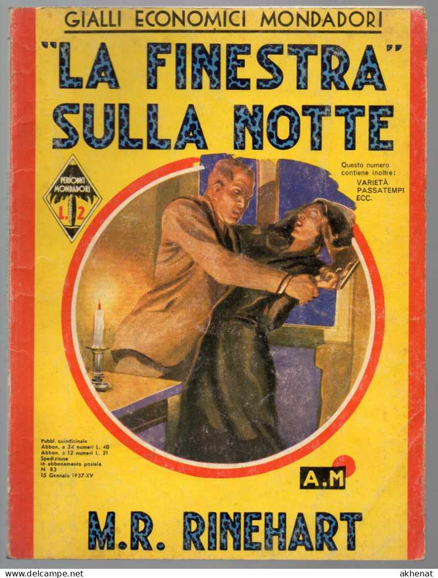 BIG - LA FINESTRA SULLA NOTTE Di Rinehart  - 1937 - GIALLI ECONOMICI MONDADORI - Krimis