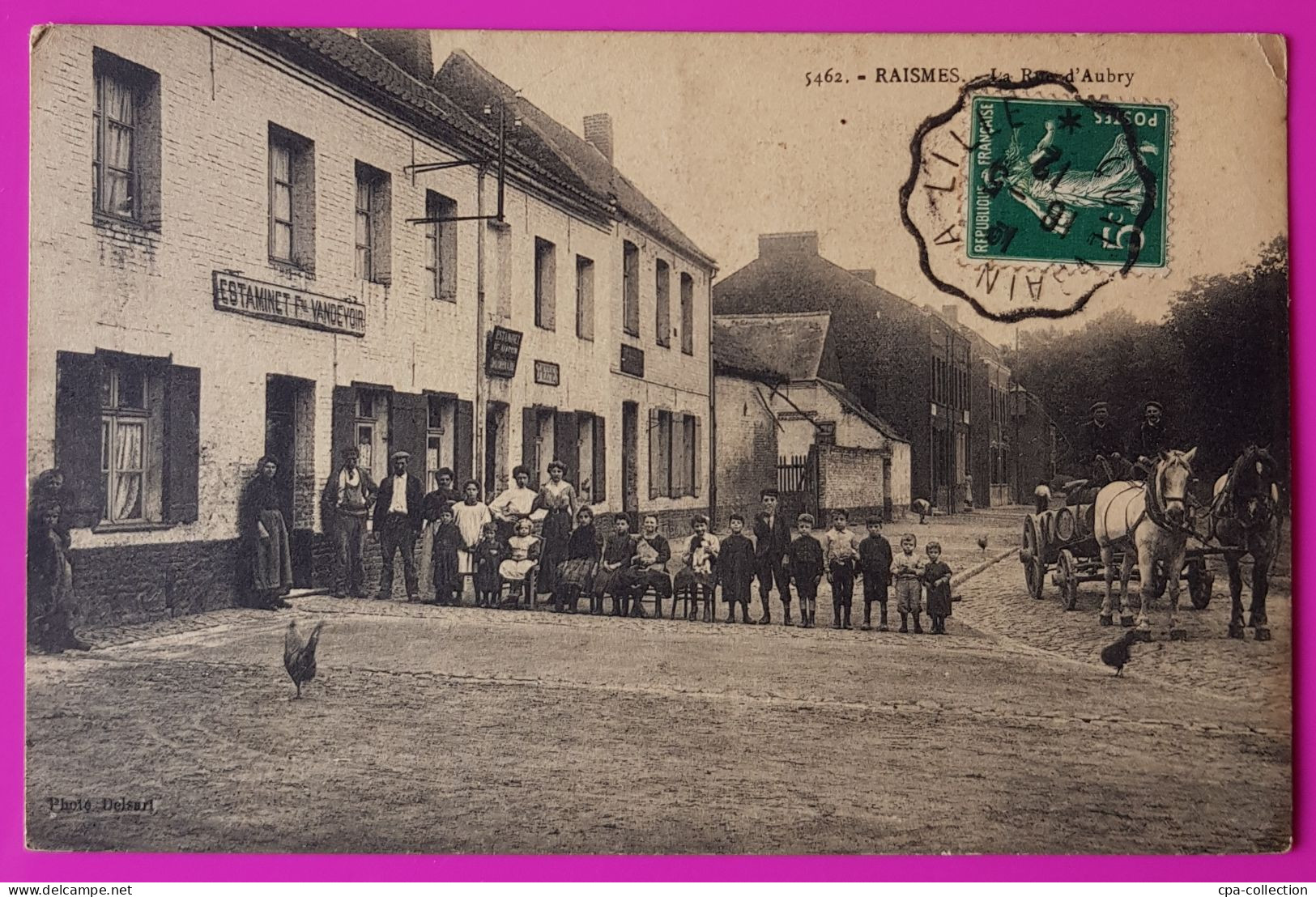 Cpa Raismes Rue D'Aubry Estaminet Vandevoir Carte Postale 59 Nord Rare Proche Valenciennes Condé Sur L'Escaut Anzin - Raismes