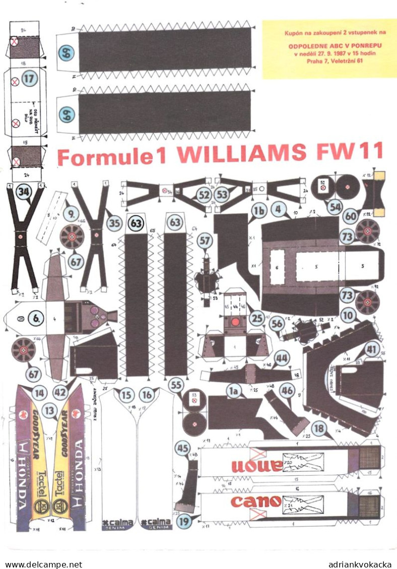 F1 Paper Model Of Williams FW11 (1:24), From ABC Journal - Kartonnen Modellen / Lasercut