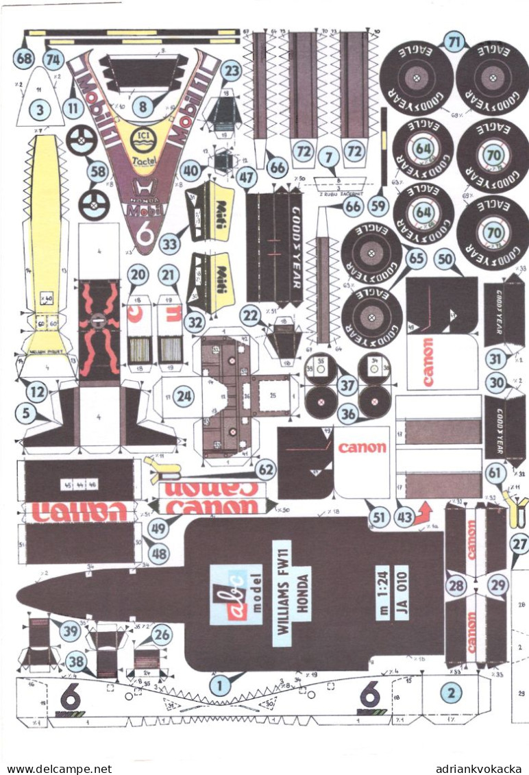 F1 Paper Model Of Williams FW11 (1:24), From ABC Journal - Modelos De Papel / Lasercut