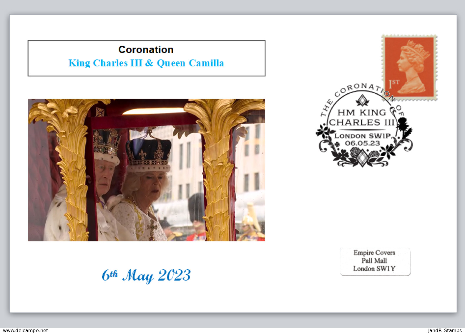 GB 2023 Coronation Charles III Queen Camilla Royalty Women Privately Produced (white) Glossy Postal Card #1 - 2021-... Ediciones Decimales