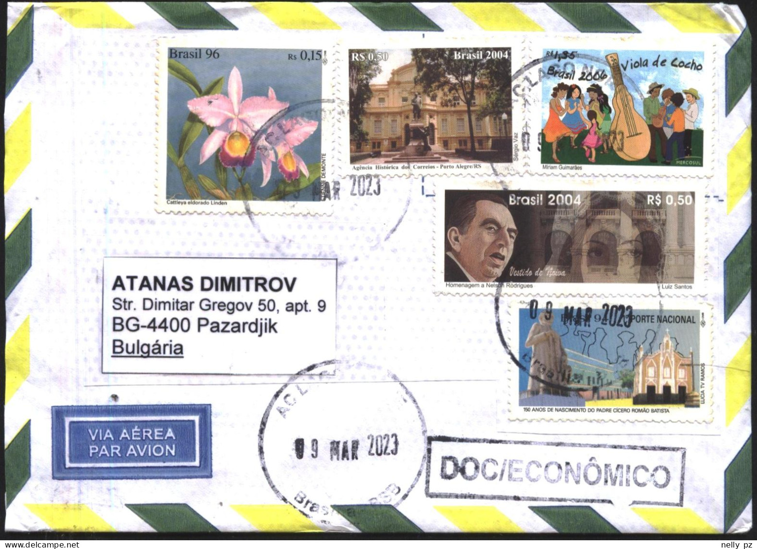 Mailed Cover With Stamps Flowers 1996 Architectura 2004  From Brazil Brasil - Briefe U. Dokumente