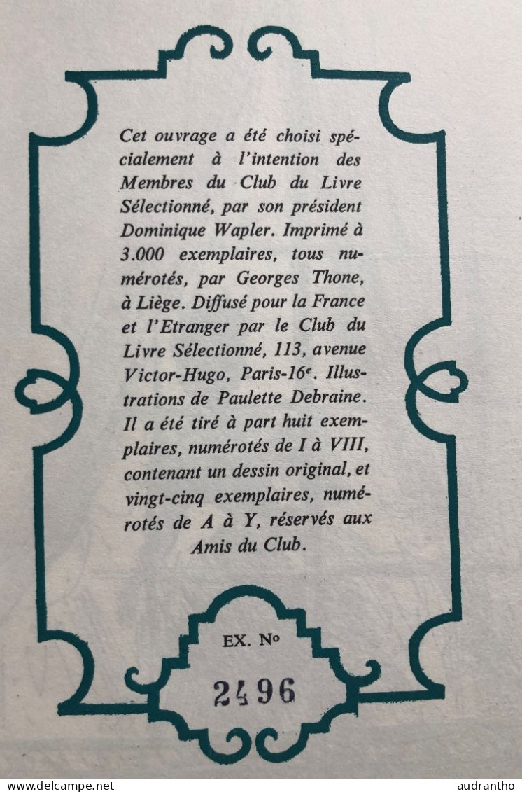 Livre Les Diaboliques Jules Barbey D'Aurevilly Exemplaire N°2496 Sur 3000 Club Du Livre Sélectionné - Schwarzer Roman
