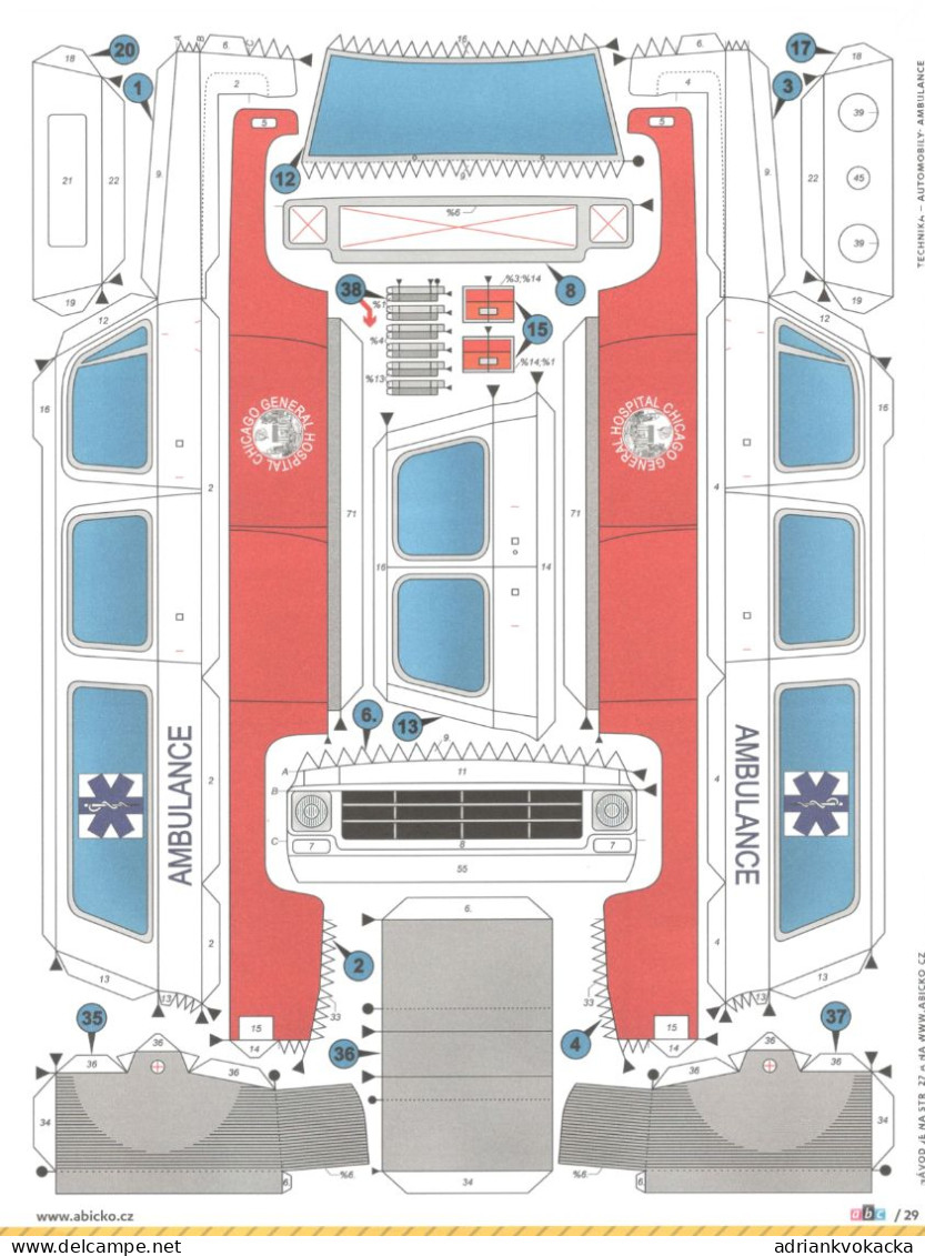 Paper Model Of Ambulance (1:24), From The Journal ABC (2016) - Carton / Lasercut