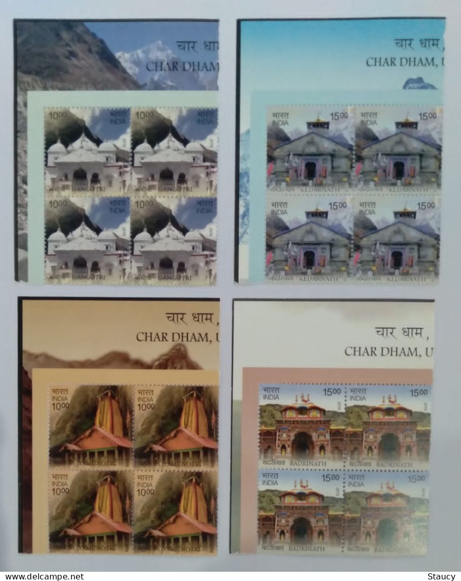 India 2019 HINDU - Char Dham Complete 4v Set In Block Of 4's MNH As Per Scan - Induismo
