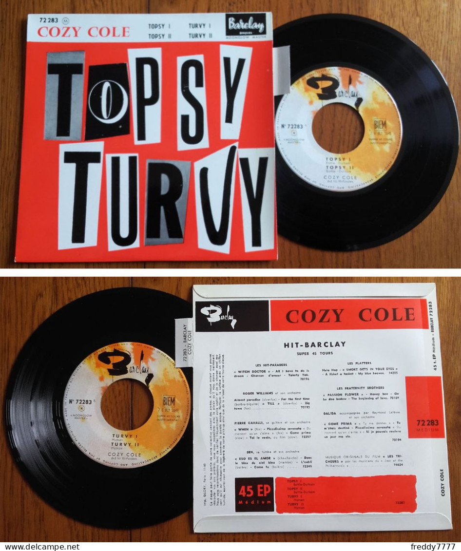 RARE French EP 45t RPM BIEM (7") COZY COLE And His HIT PARADERS «Topsy Turvy» (Lang, 11-1960) - Jazz