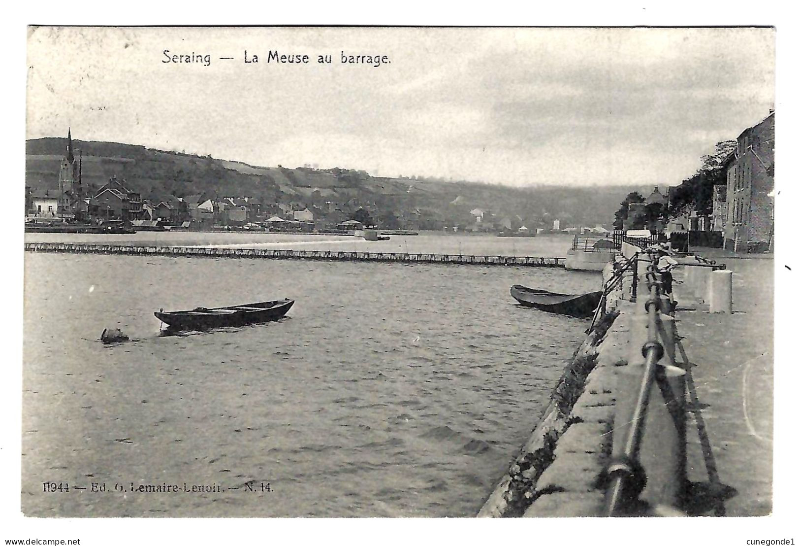 CPA SERAING : La Meuse Au Barrage - Plutôt RARE - Circulée En 1908 - Ed. Lemaire-Lenoir N° 14 - 2 Scans - Seraing