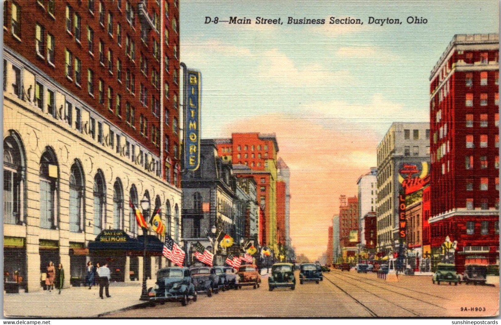 Ohio Dayton Main Street Business Section Curteich - Dayton