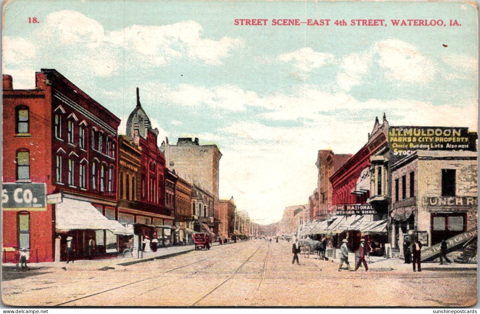 Iowa Waterloo East 4th Street Scene 1908 - Waterloo