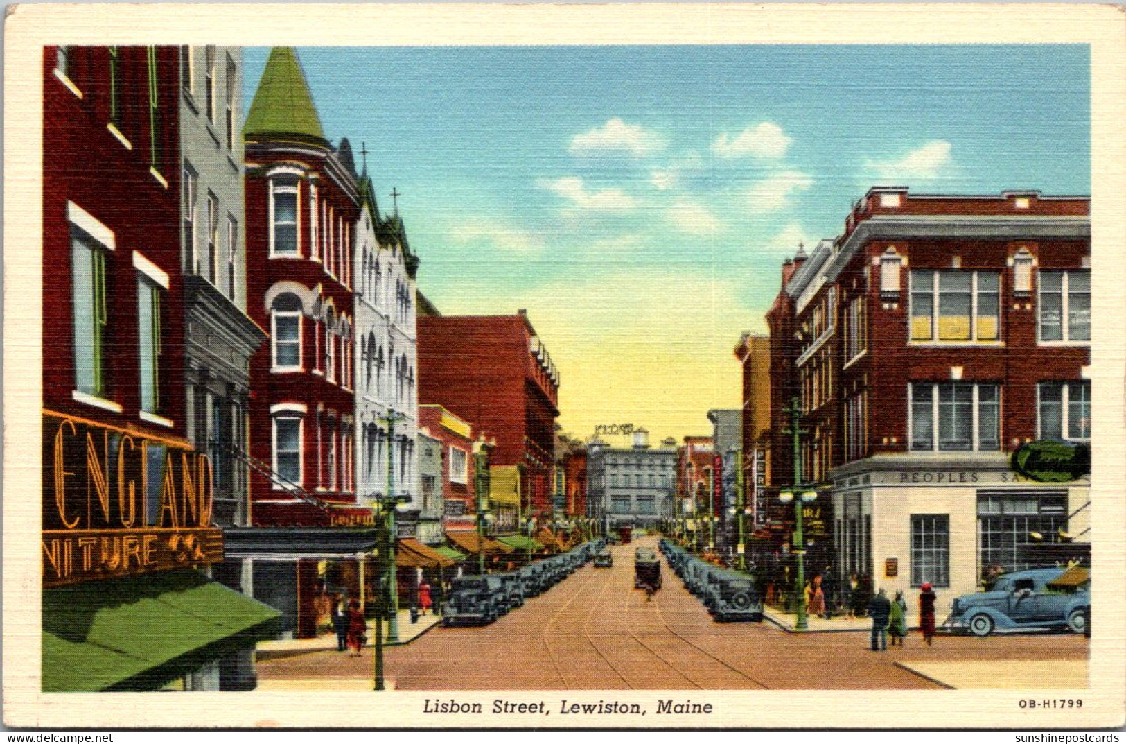 Maine Lewiston Lisbon Street Curteich - Lewiston