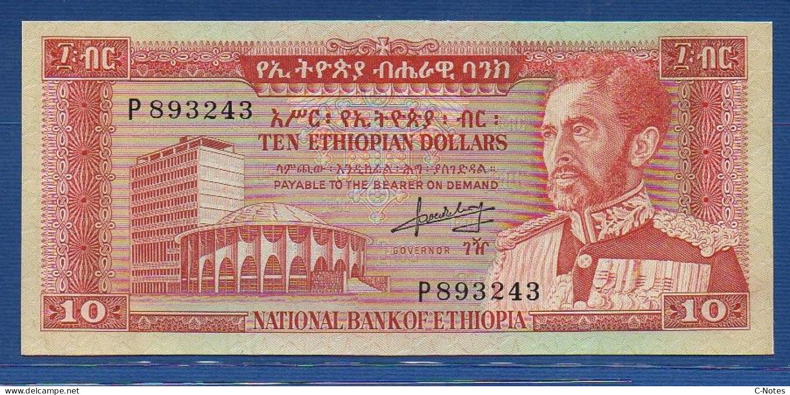 ETHIOPIA - P.27 – 10 Ethiopian Dollars ND 1966 XF/aUNC, S/n P893243 - Ethiopië