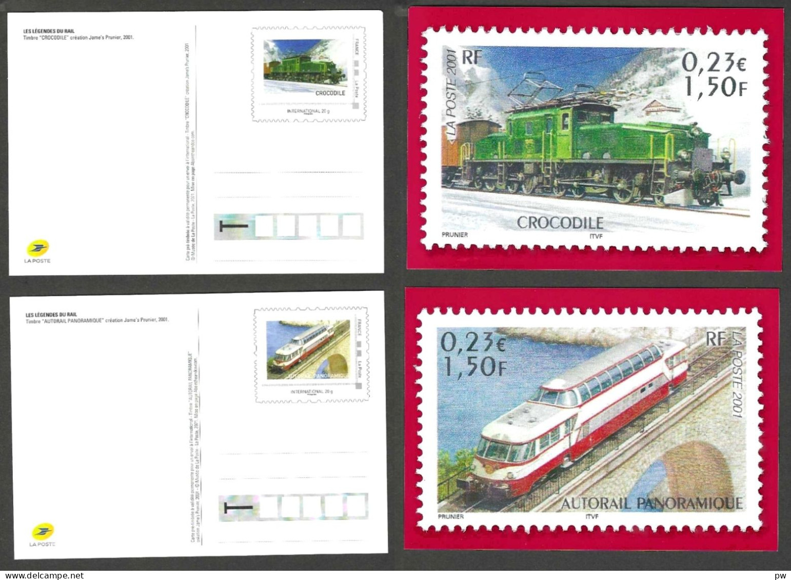 FRANCE 2001 YT N° 3407, 3413 ENTIERS 2021 3407-CP1 Et 3413-CP1 PHILAPOSTE LEGENDES DU RAIL 2 Cartes Postales - Covers & Documents