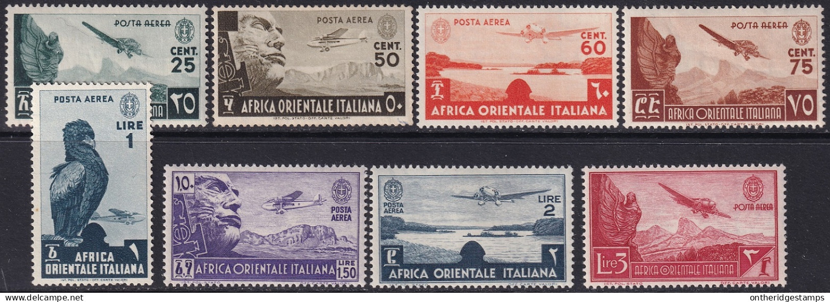 Italian East Africa 1938 Sc C1-8 AOI Sa A1-8 Air Post Partial Set MH* - Africa Orientale