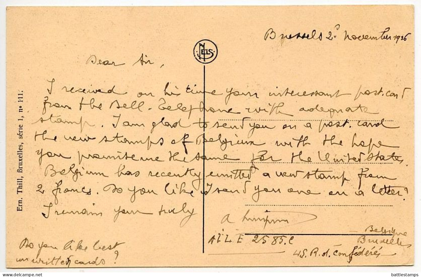 Belgium 1926 Postcard Molenbeek-Bruxelles, World War I Heroes Monument; Scott 149 & 185 - 15c. & 75c. Prince Albert I - Molenbeek-St-Jean - St-Jans-Molenbeek