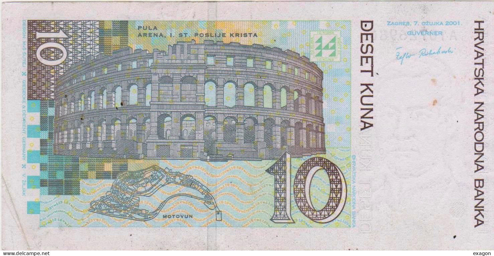 N. 1 Banconota  Da  10  KUNA  Croazia   -  ANNO  2001 -   Stock 104 - Croatie