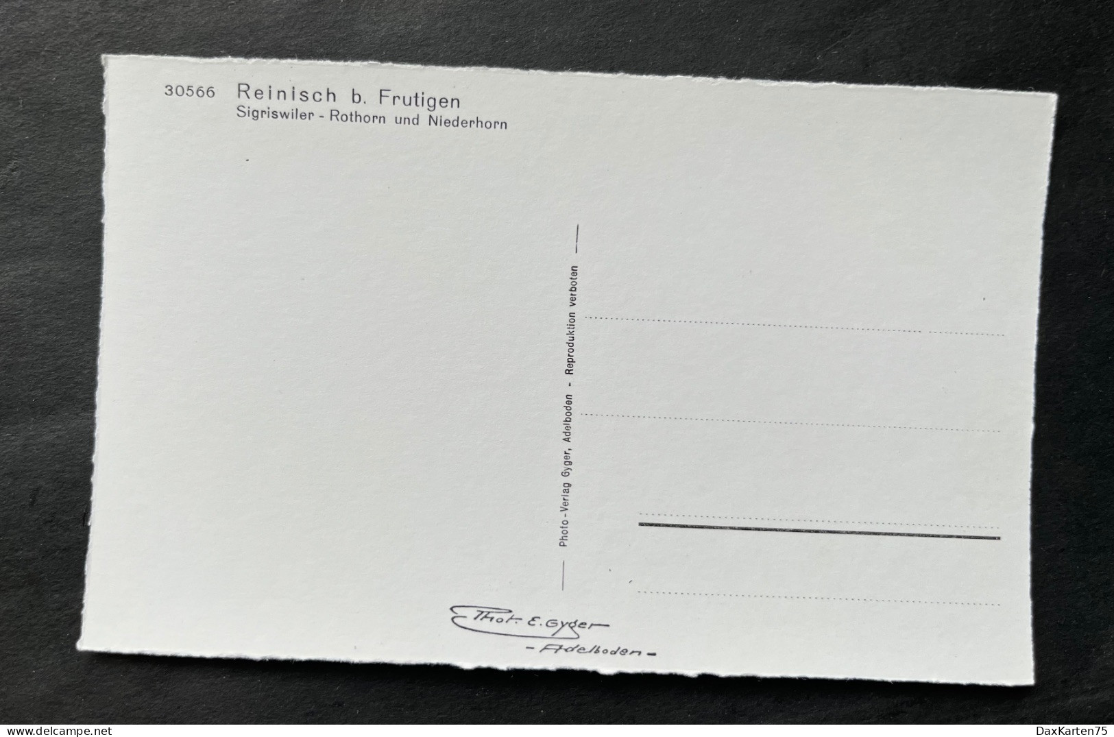 Reinisch B. Frutigen Sigriswiler - Rothorn Und Niederhorn - Frutigen