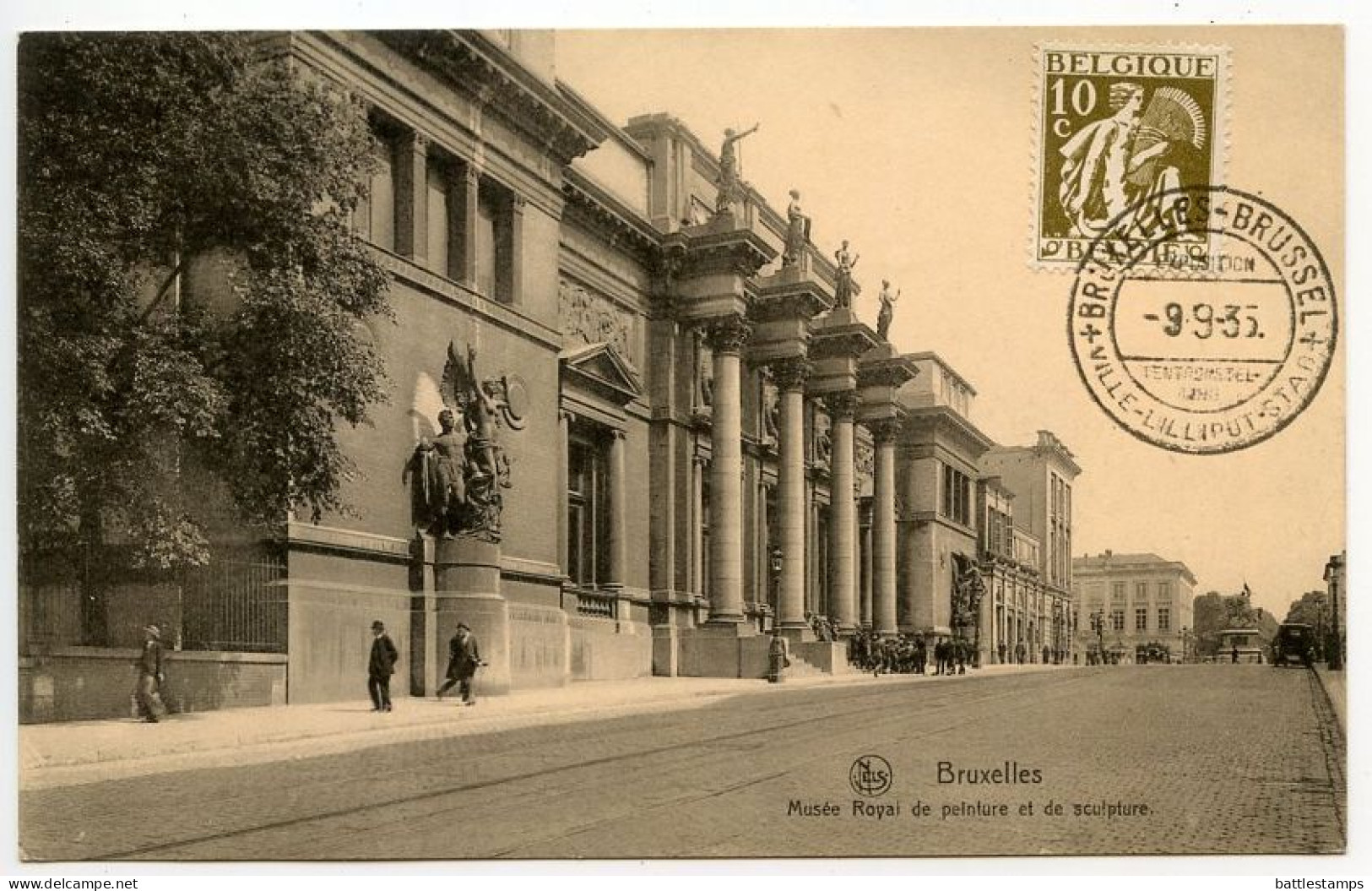 Belgium 1935 Postcard Bruxelles/Brussel, Royal Art Museum; Ville-Lilliput-Stad Exposition Postmark - Musées