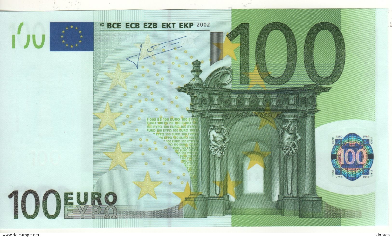 100 EURO  "N"   Austria  Firma  Trichet    F 005 B3  /   FDS - UNC - 100 Euro