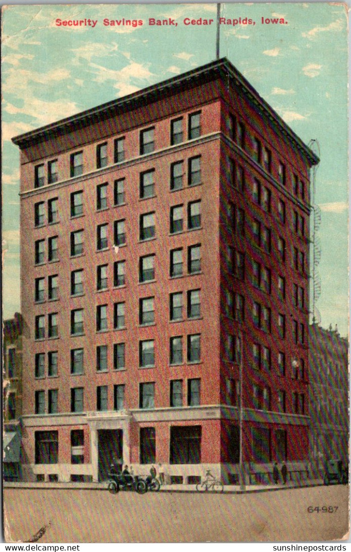 Iowa Cedar Rapids Security Bank 1910 - Cedar Rapids