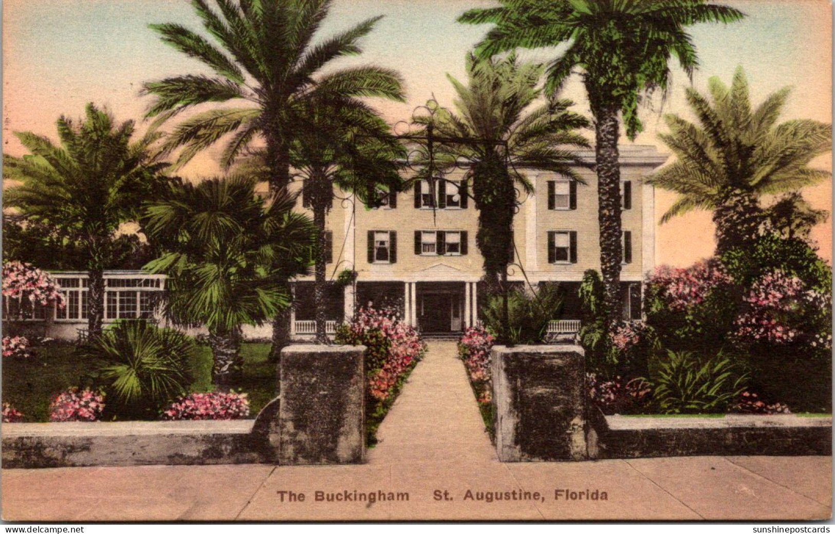 Florida St Augustine The Buckingham Hotel 1935 Handcolored Albertype - St Augustine