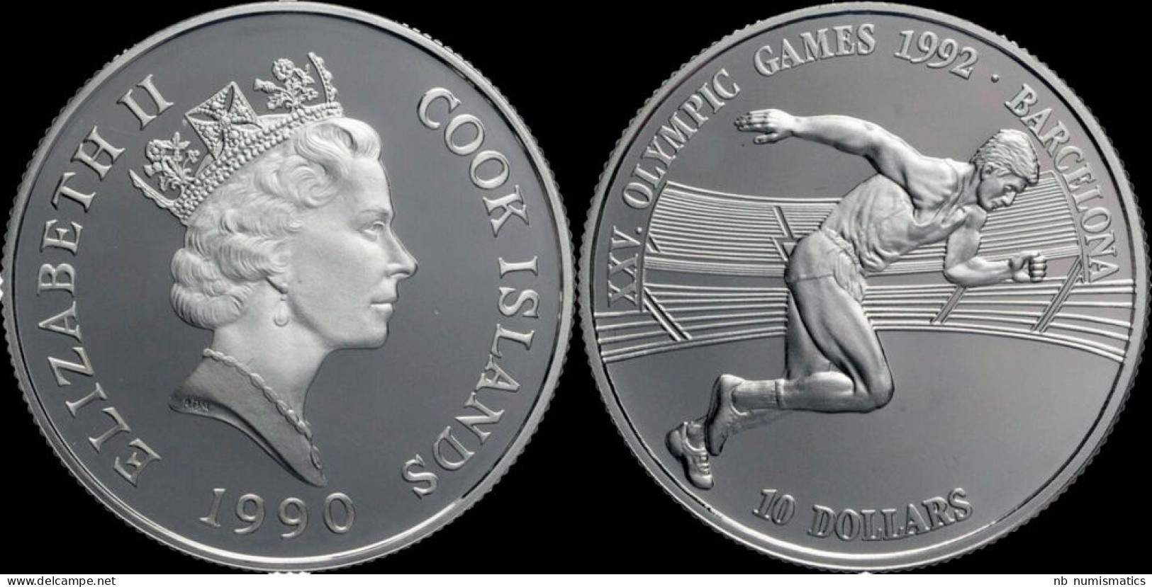 Cook Islands 10 Dollar 1990- Olympic Summergames In Barcelona 1992 Proof In Plastic Capsule - Cook Islands