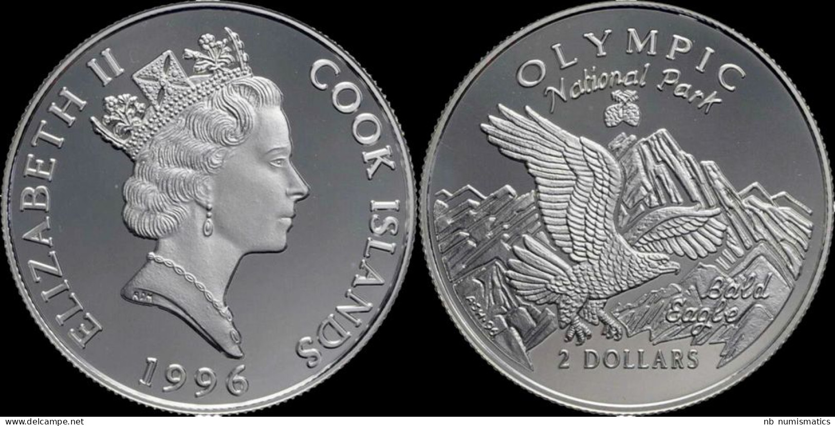 Cook Islands 2 Dollar 1996- Olympic National Park Proof In Plastic Capsule - Cookeilanden