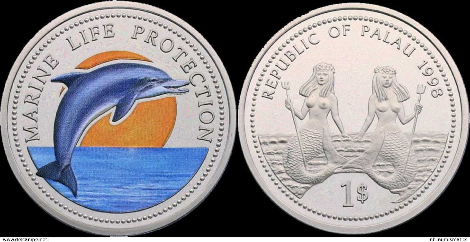 Palau Dollar 1998- Marine-life Protection Proof In Plastic Capsule - Palau