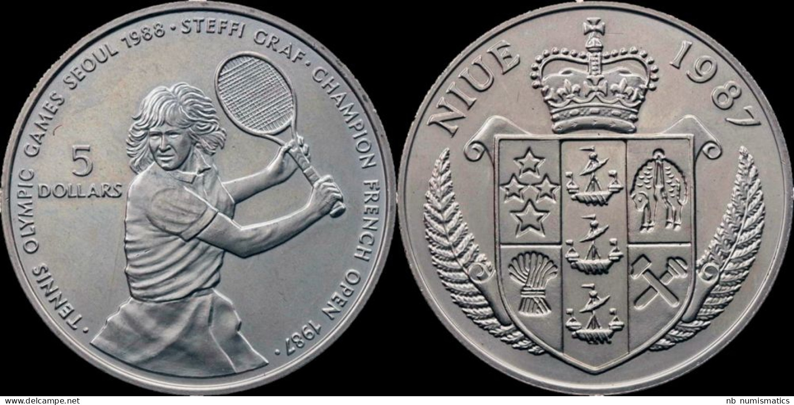 Niue 5 Dollar 1988-Olympic Games Seoul 1988- Steffi Graf - Niue