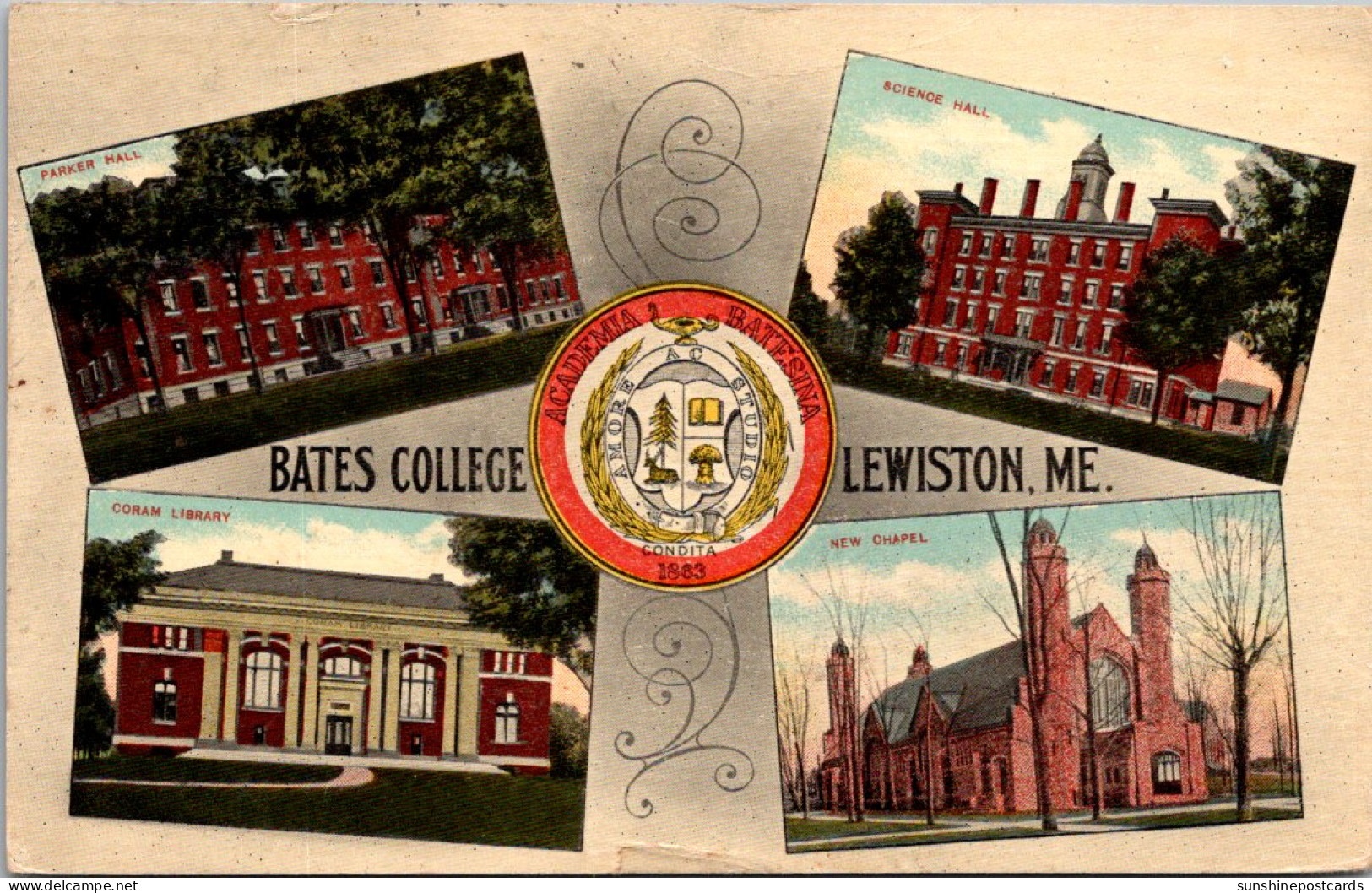 Maine Lewiston Bates College Multi View 1910 - Lewiston