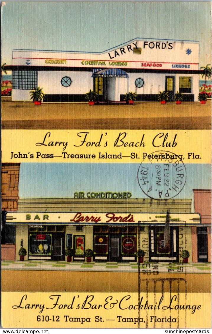 Florida St Petersburg Treasure Island John's Pass Larry Ford' Beach Club Restaurant Bar And Cocktail Lounge 1944 - St Petersburg