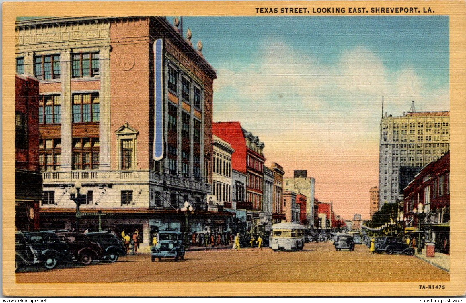 Louisiana Shreveport Texas Street Looking East Curteich - Shreveport