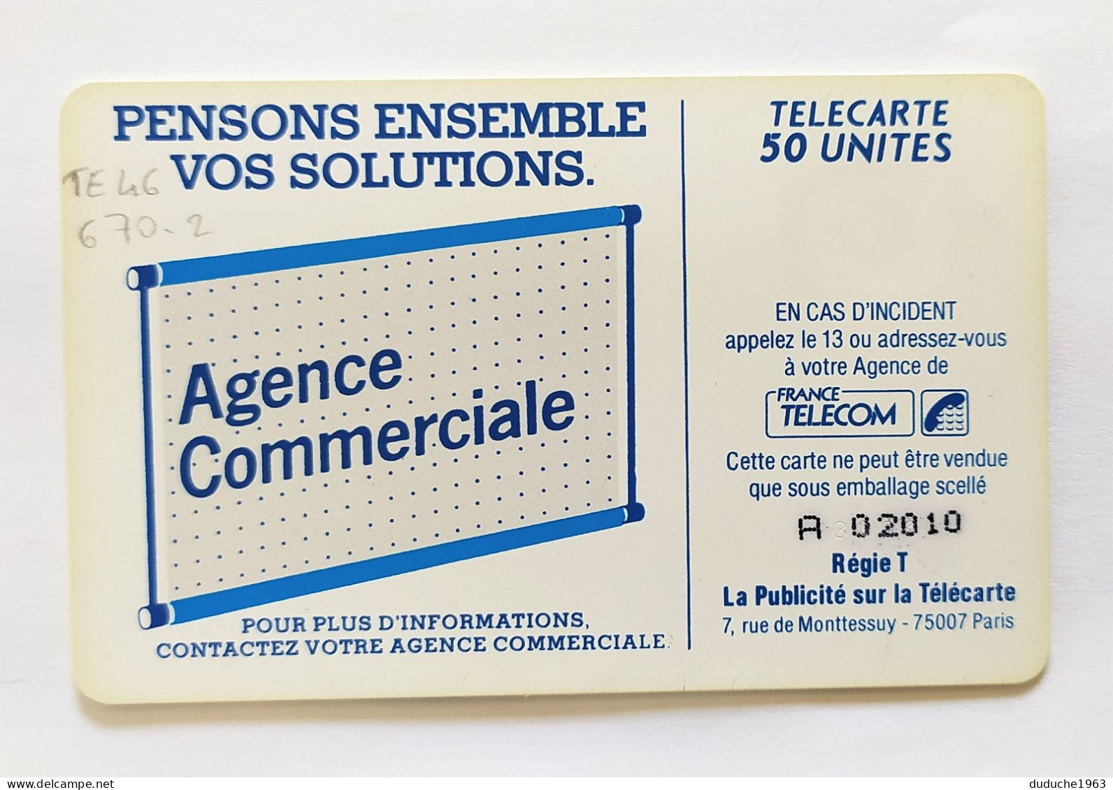 Télécarte France Télécom - 600 Agences - 600 Agences