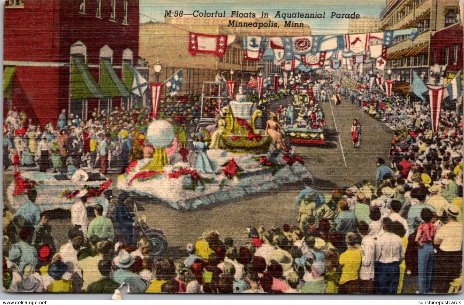 Minnesota Minneapolis Colorful Floats In Aquatennial Parade 1949 Curteich - Minneapolis