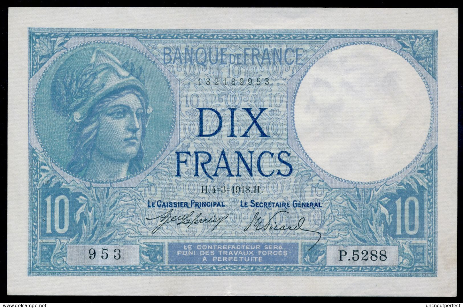 10 Francs 1918 Fay- F.06-03 SUP+ SPL / XF+ AUNC - 10 F 1916-1942 ''Minerve''